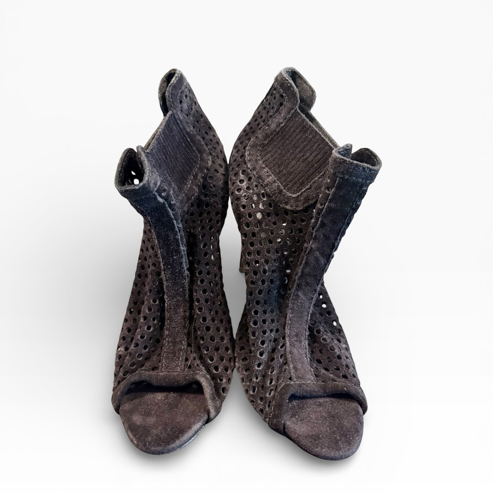Pedro Garcia Black Perforated Suede Booties